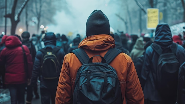 Foto rally per i diritti folla di manifestanti sfidanti in piedi per ciò che è giusto ai generativa