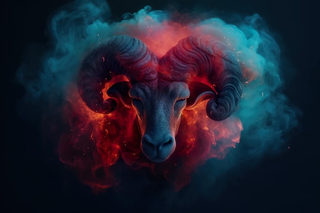 A ram is shown in a cloud of smoke generative ai image