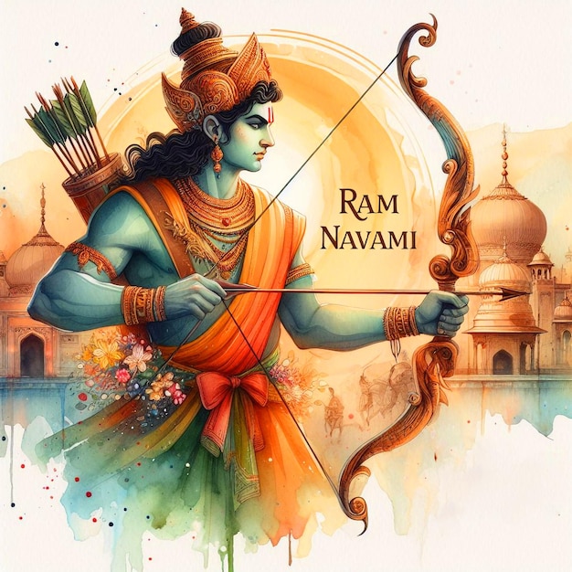 Photo ram navami watercolor illustration