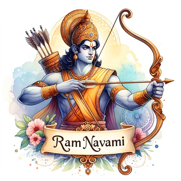 Foto illustrazione ad acquerello di ram navami