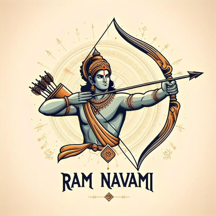 Photo ram navami watercolor image with lord rama