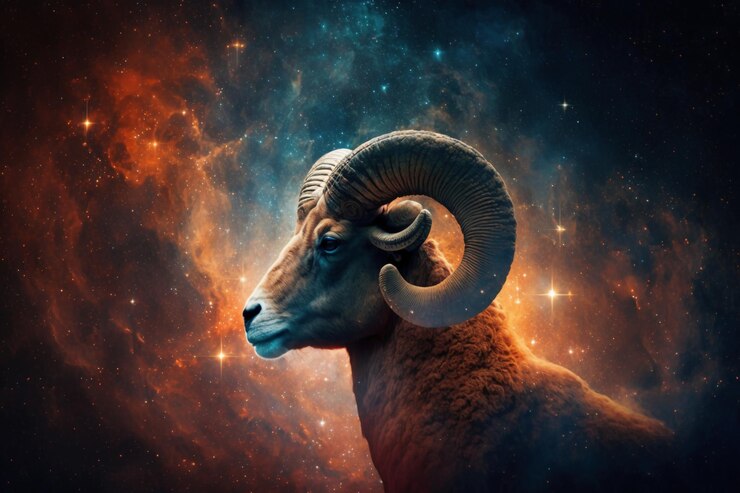 Photo a ram with a blue background and the words ram on it