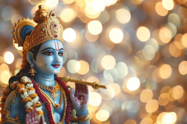 Rama Navami bokeh background with Hindu God Rama background