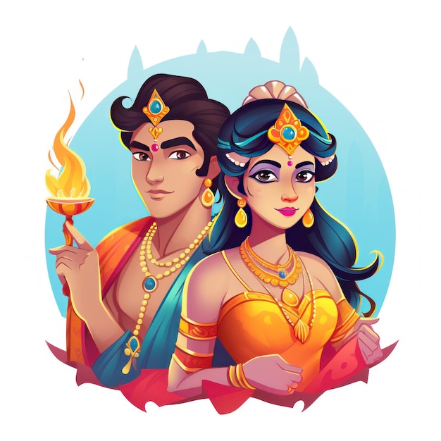 Rama and Sita icon for the Diwali