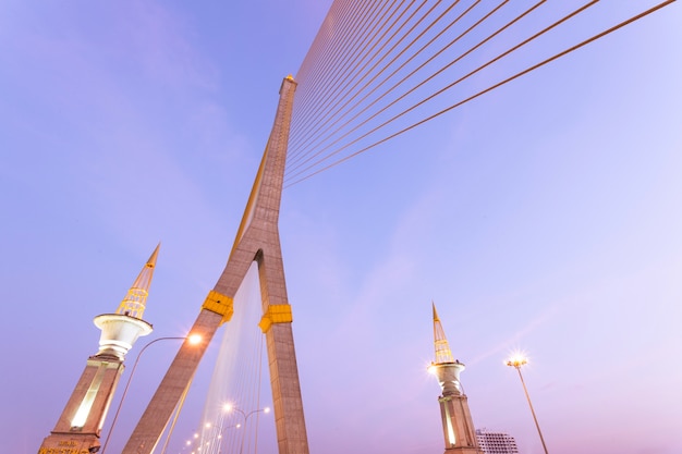 Rama VIII Bridge in the evening