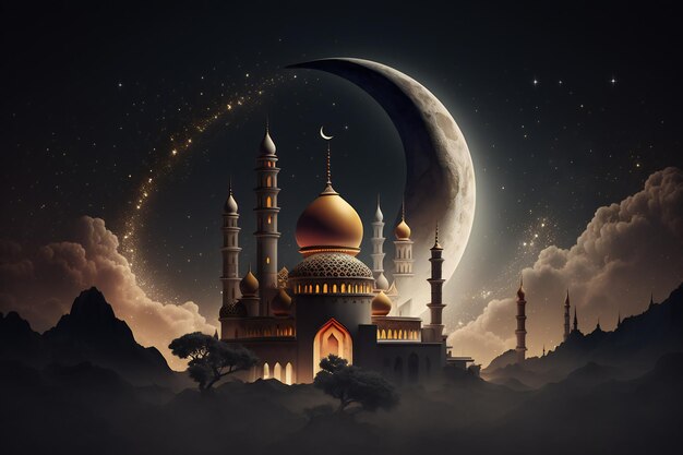 Foto sfondo di ramadam kareem illustrazione generata dall'intelligenza artificiale