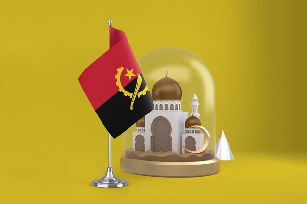 Photo ramadan angola flag and mosque