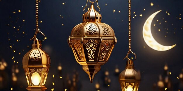 Ramadan Background design with moon mosque for Eid Ul Fitter