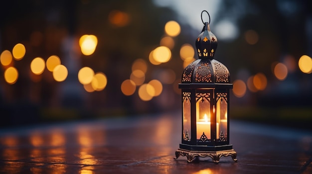 Foto sfondo ramadan eid lanterna kareem notte mubarak lampada di saluto luna araba candela musulmana islamica