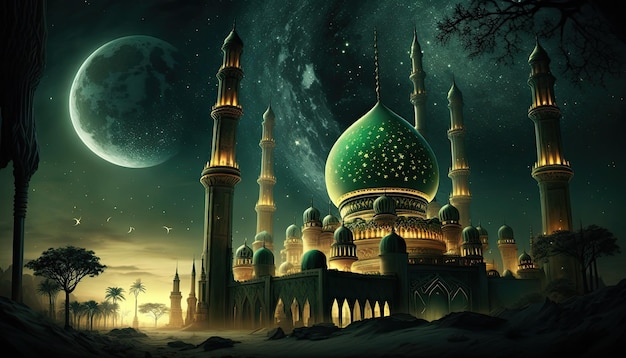 Фоновая иллюстрация Рамадана с помощью генеративного ИИ