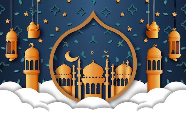 ramadan background paper art style