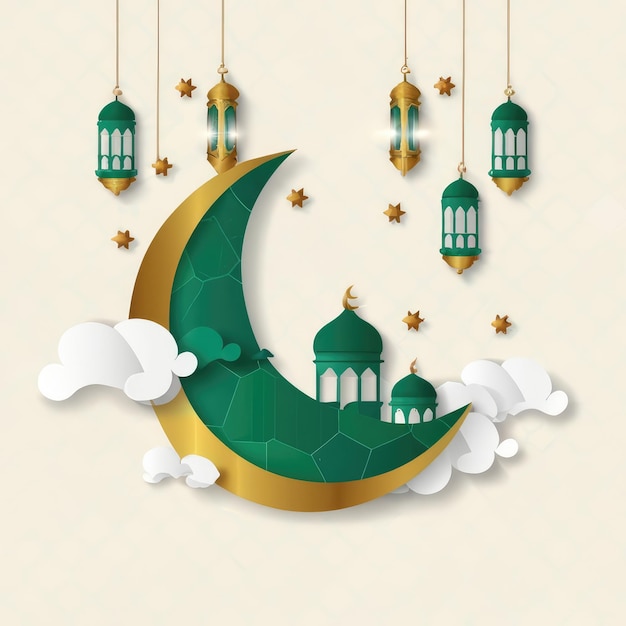 ramadan background paper art style