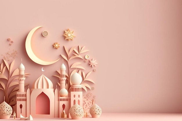 Ramadan background paper art style