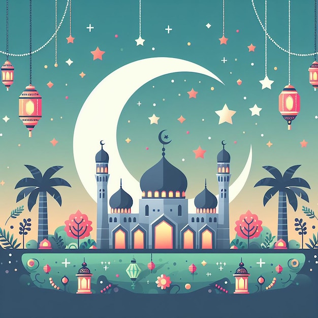 Photo ramadan background with mosque