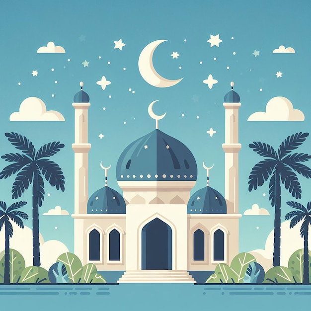 Photo ramadan background with mosque