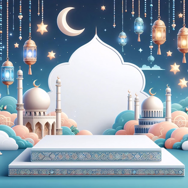 Foto un bellissimo sfondo con il podio del ramadan