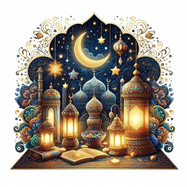 Ramadan beautiful Eid Mubarak Islamic design color fuel red value