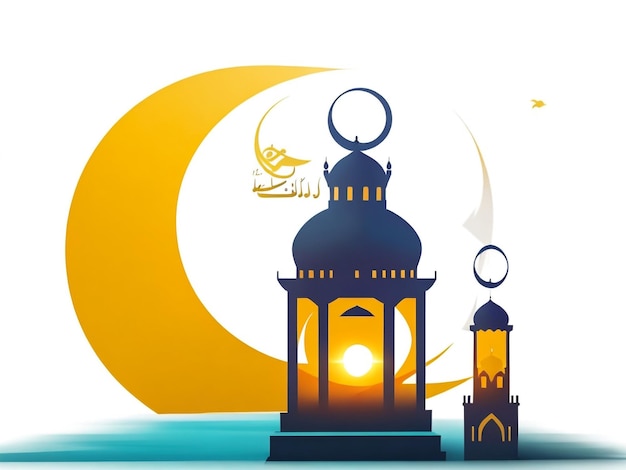 Ramadan beautiful greeting card on night background with arabic calligraphy Islamic background with