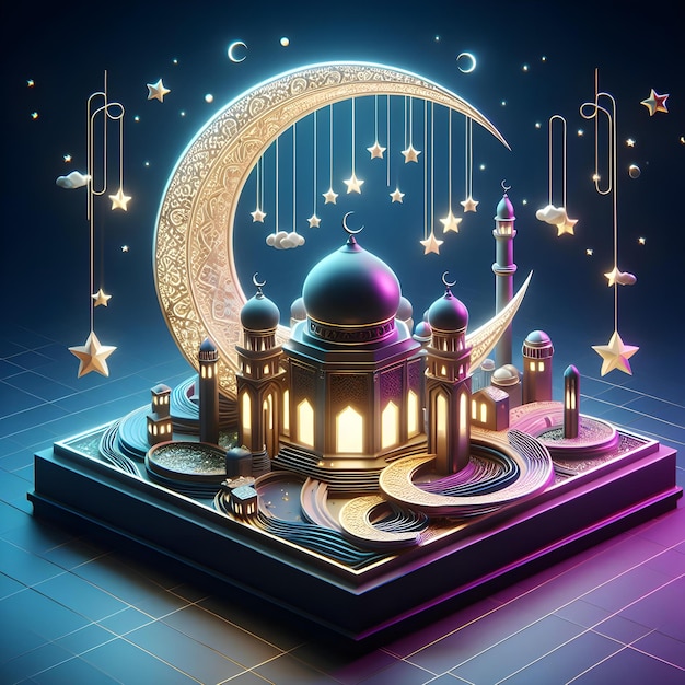 Ramadan behang met de aanwezigheid van de Ramadan halve maan Ramadan de heilige tijd voor het gebed