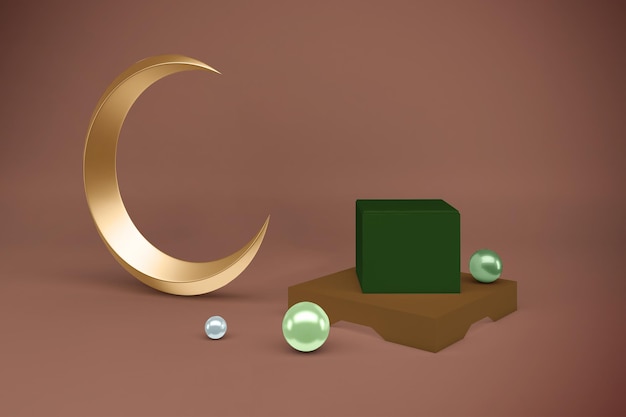 Ramadan box con vista frontale a mezzaluna