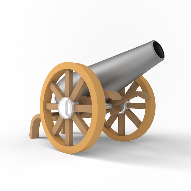 Photo ramadan cannon left side in white background