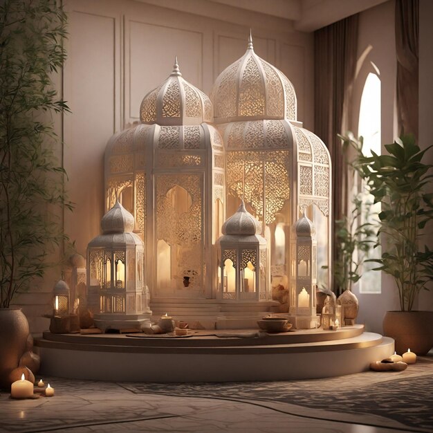 Ramadan city blend 3D lantern warm serenity