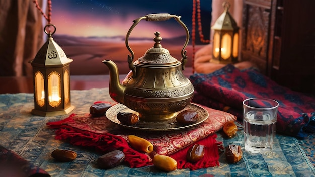 Ramadan composition with tea pot