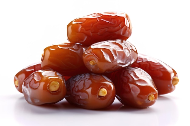 ramadan concept close up of dates fruit isolated in white background