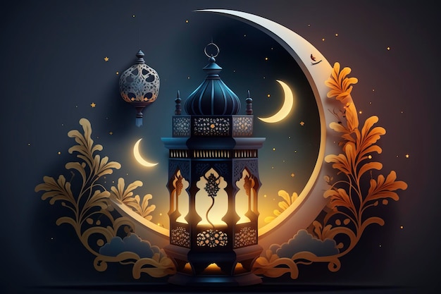 Photo ramadan concept lanterns and mosquesai technology generated image