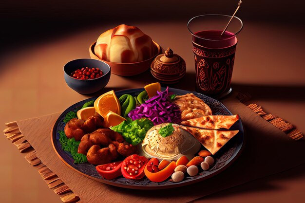 Ramadan concept with food Generative Ai