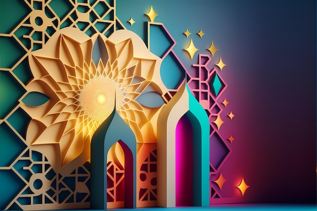 Ramadan Decoration Background, 3D render