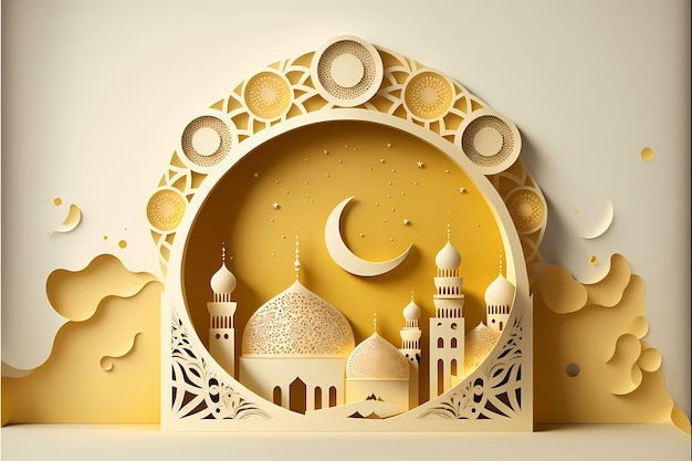 Ramadan Decoration Background, 3D render