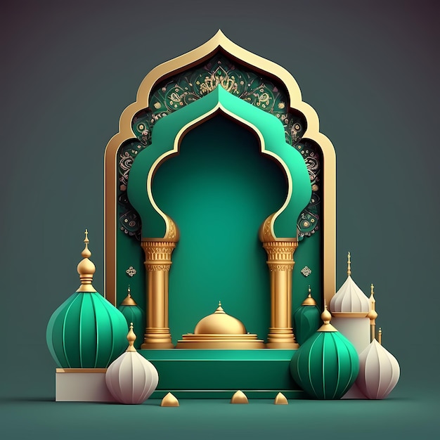 Ramadan Decoration Background, 3D render