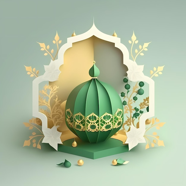 Ramadan Decoration Background, 3D render