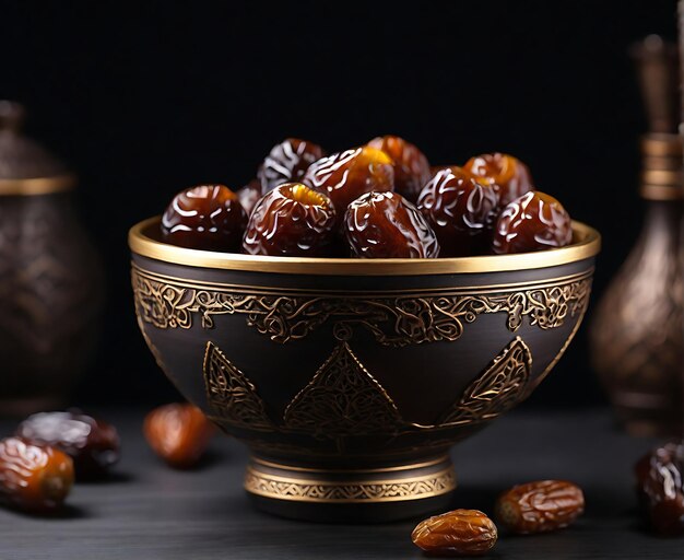 Фото Рамадан вкусные арабские даты еда и ифтар еда изображение, созданное ай