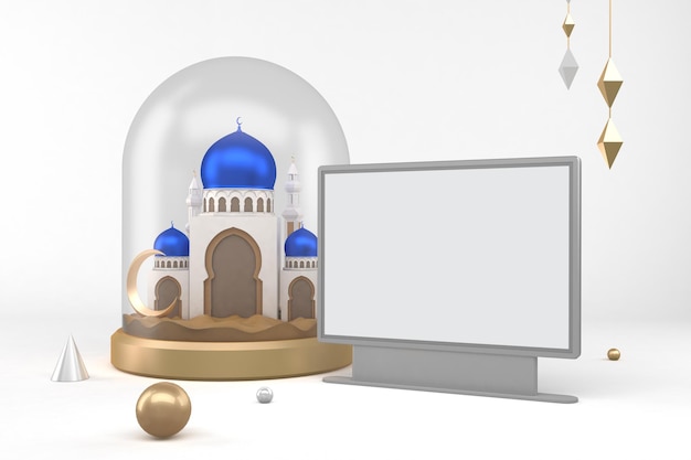 Правая сторона цифровых вывесок Рамадана на белом фоне