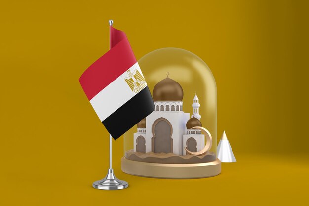 라마단 이집트 국기와 모스크