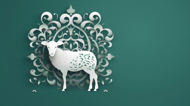 Foto ramadan eid al adha schapen kunst concept groene achtergrond viering