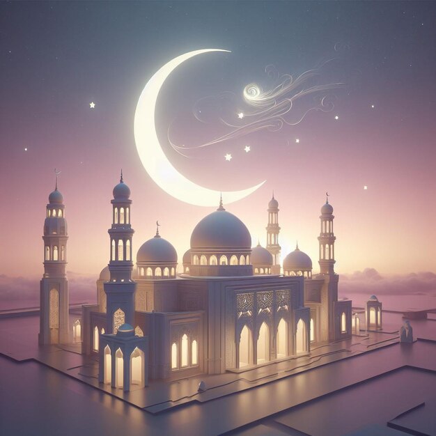 Ramadan Eid Mubarak festival afbeelding voor sociale media banner en kaart ai gegenereerd