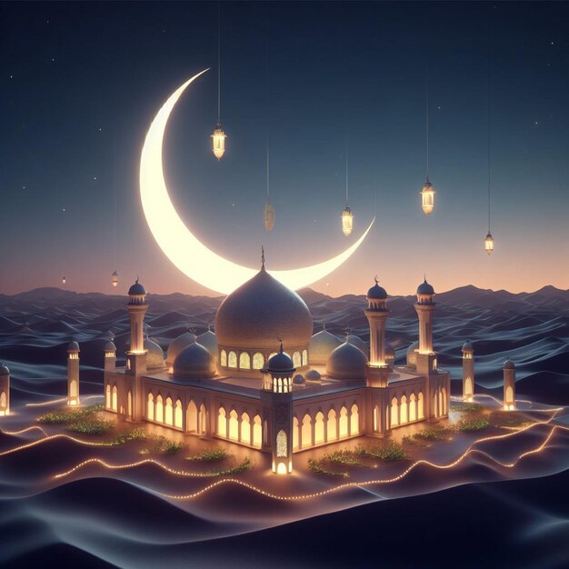 Ramadan Eid Mubarak festival afbeelding voor sociale media banner en kaart ai gegenereerd