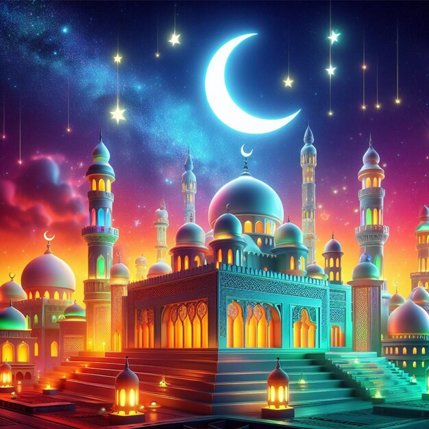 Ramadan Eid Mubarak festival image for social media banner and card ai generated