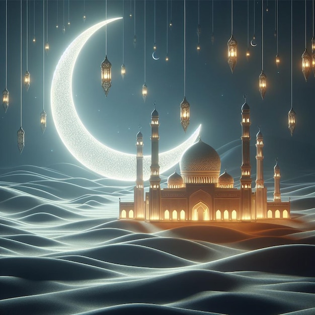 Ramadan Eid Mubarak festival image for social media banner and card ai generated