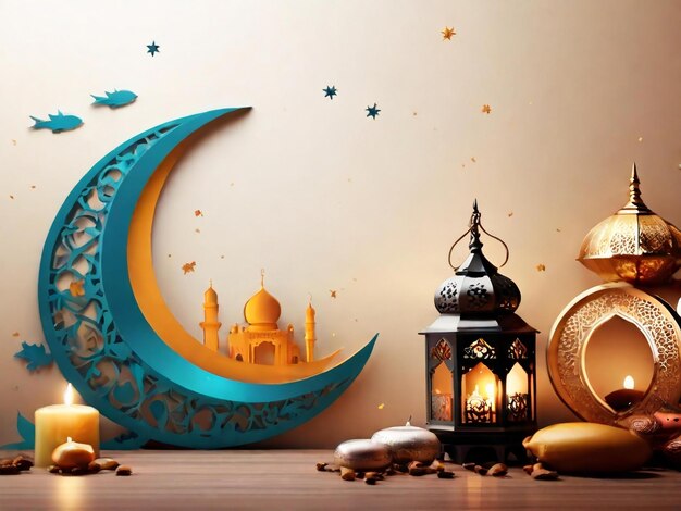 Ramadan eid mubarak islamic background generated by AI