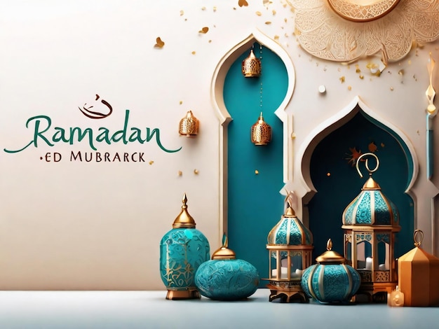 Ramadan eid mubarak islamic background generated by AI