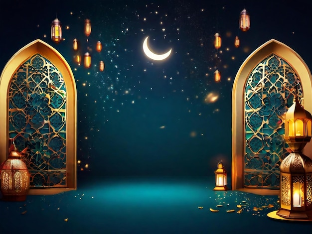 Photo ramadan eid mubarak islamic background generated by ai