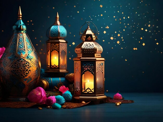 Foto ramadan eid mubarak sfondo islamico generato da ai