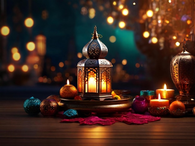 Ramadan eid mubarak islamitische achtergrond gegenereerd door AI