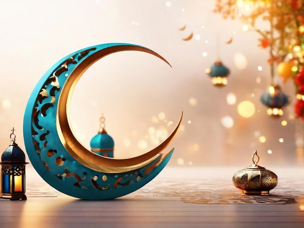 Ramadan eid mubarak islamitische achtergrond gegenereerd door AI