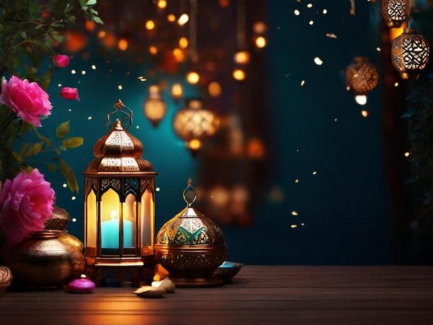 Ramadan eid mubarak islamitische achtergrond gegenereerd door AI