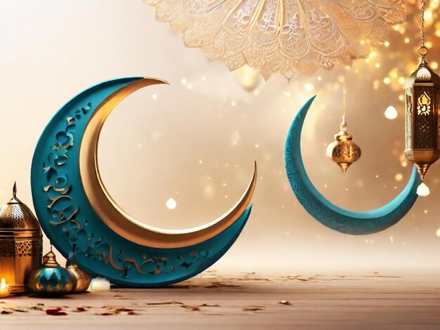 Ramadan eid mubarak islamitische achtergrond gegenereerd door AI